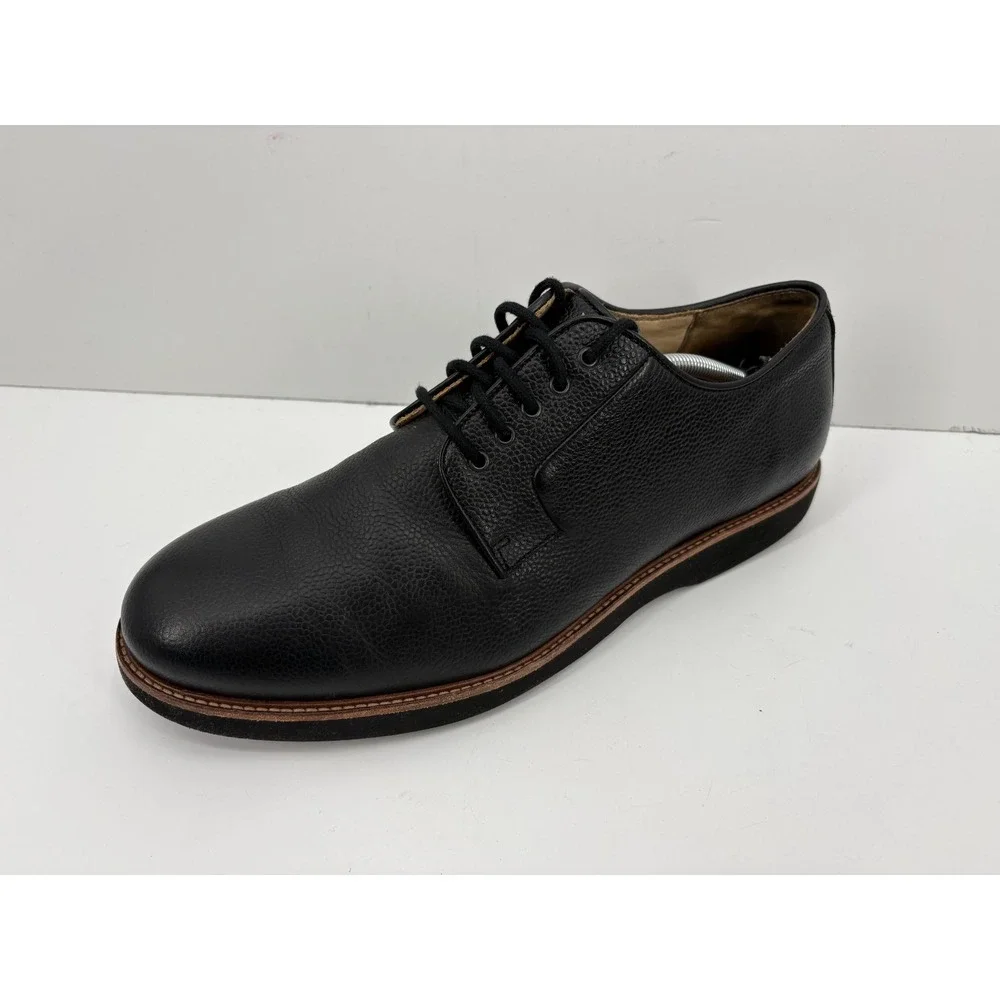 Samuel Hubbard Mens Highlander Black Pebbled Leather Oxford Derby Shoes, 13 WIDE